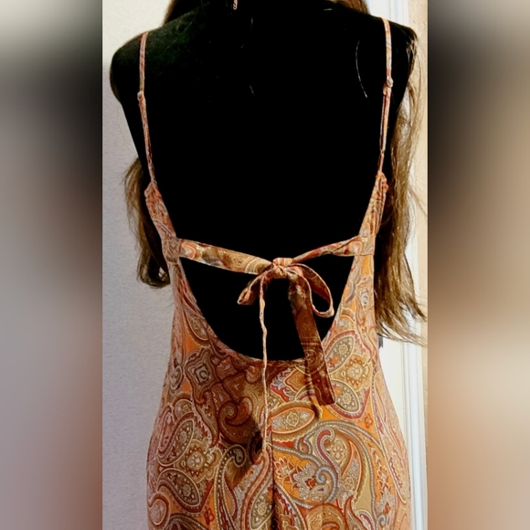 Victoria's Secret Vintage Rust Paisley Strapless Slip Dress Cutout Maxi Dress XS - Picture 6 of 15